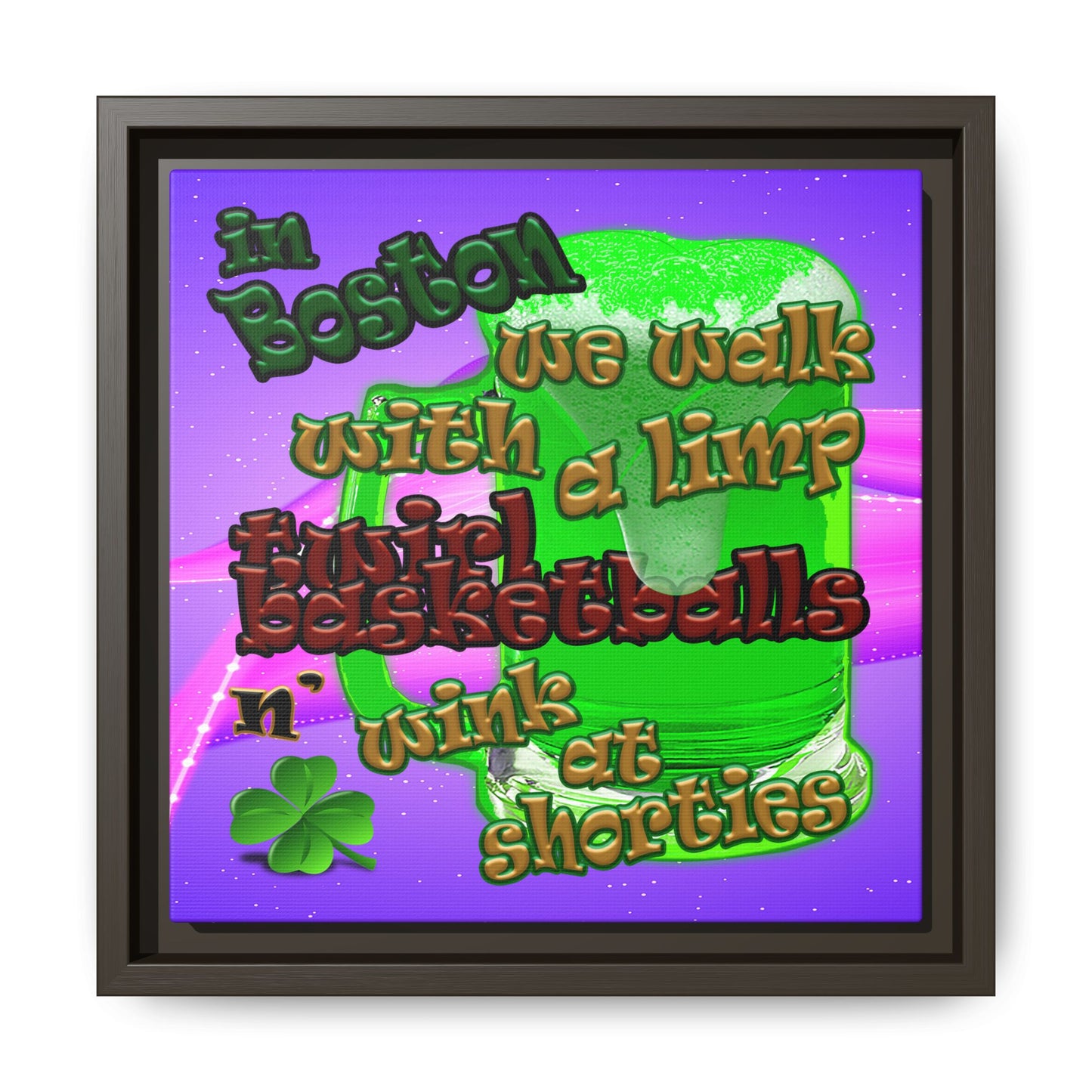 celtics logo - framed canvas art (purple-pink wave)