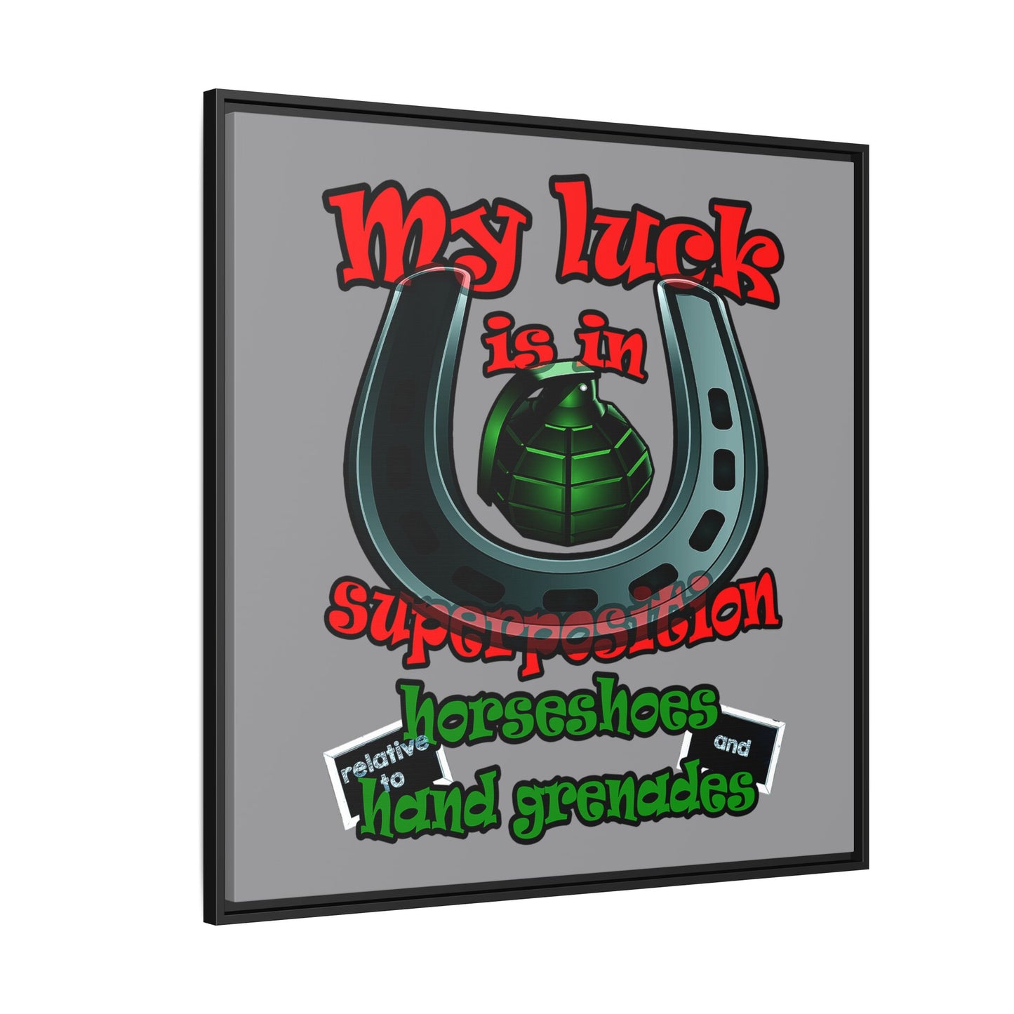 my luck - framed canvas art (grey)