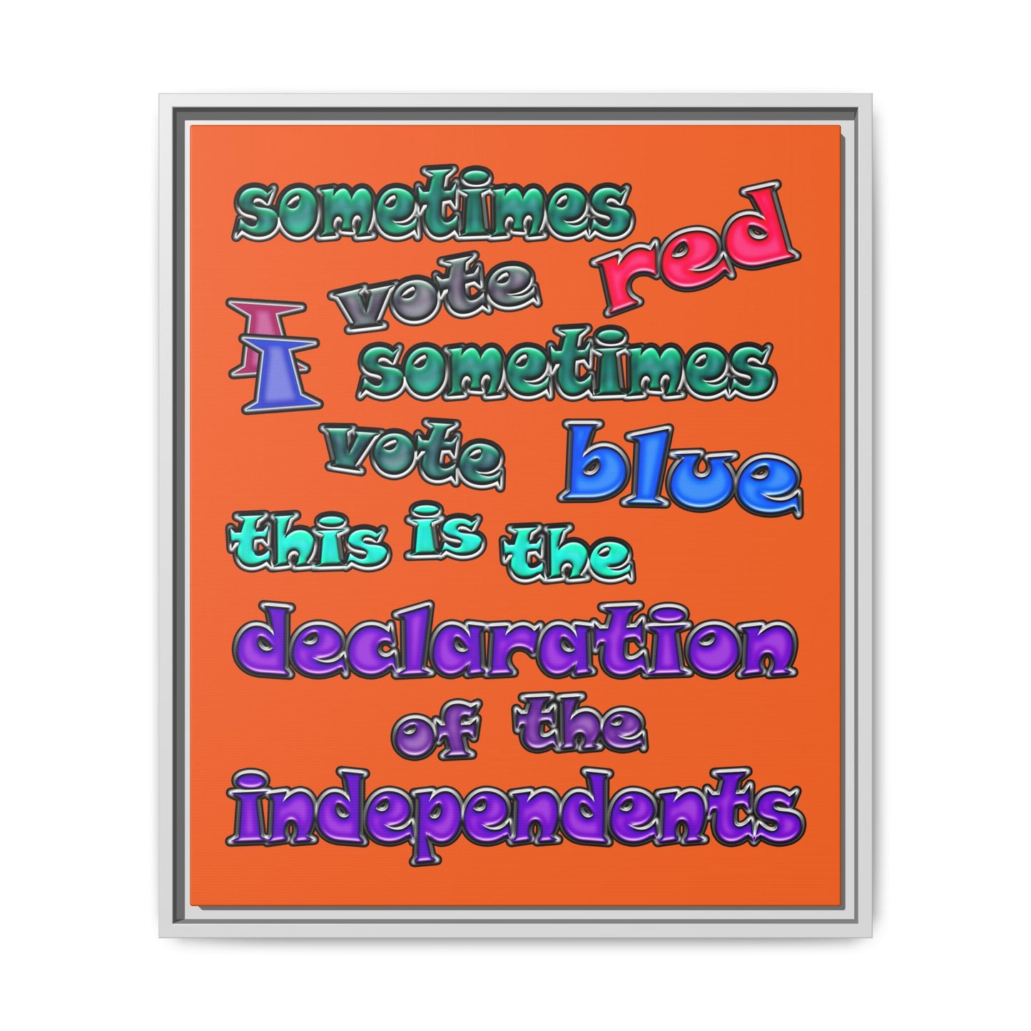 declaration of the independents - framed canvas art (orange)