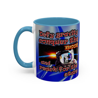 defy conquer reach - Accent Mug (blue-white wave)
