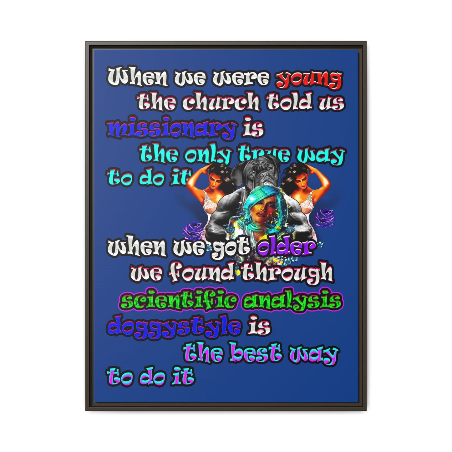 doggystyle - framed canvas art (dark blue)