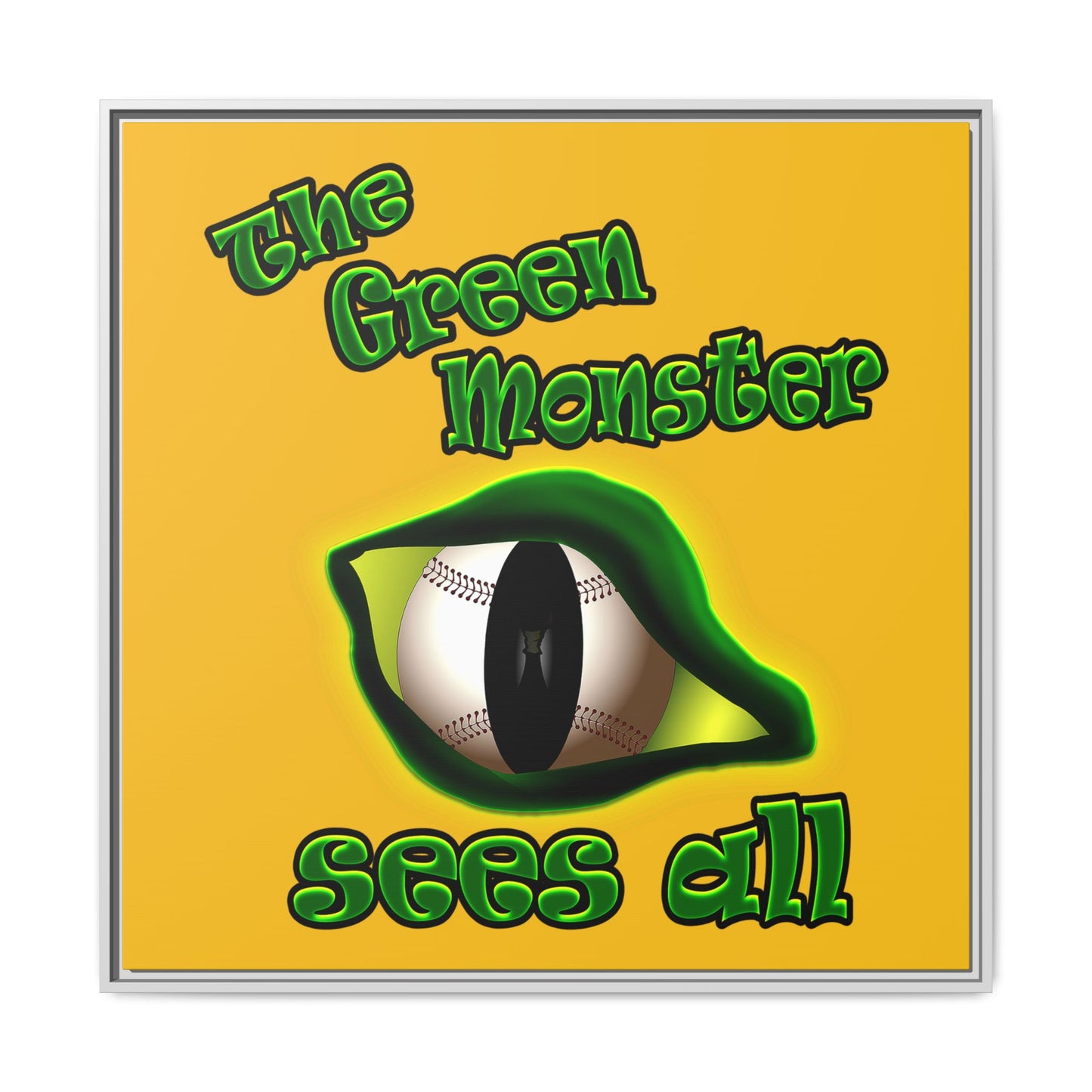 green monster - framed canvas art (yellow)