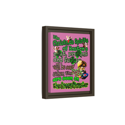 christmas spirits of boston - framed canvas art (light pink)