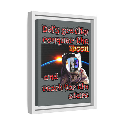 defy conquer reach - framed canvas art (dark grey)