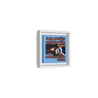 defy conquer reach - framed canvas art (light blue)