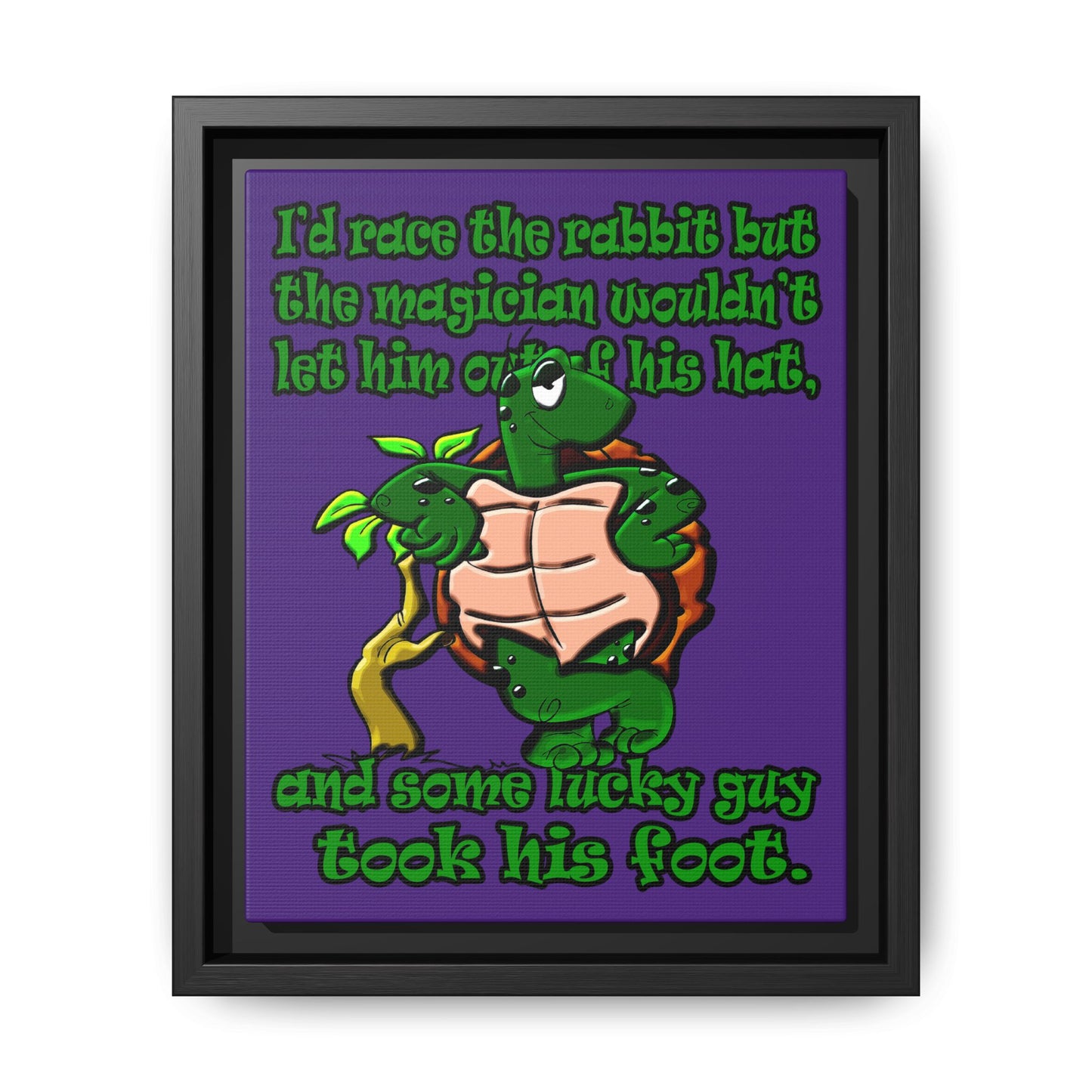 turtle race - framed canvas art (purple)