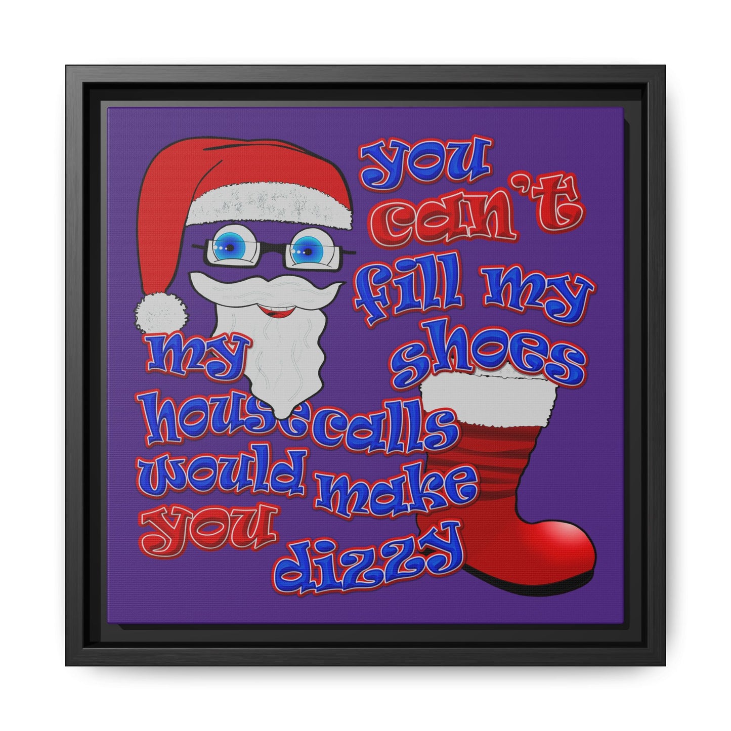 santa's shoes - framed canvas art (purple)