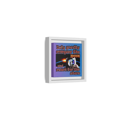 defy conquer reach - framed canvas art (light blue-purple wave)