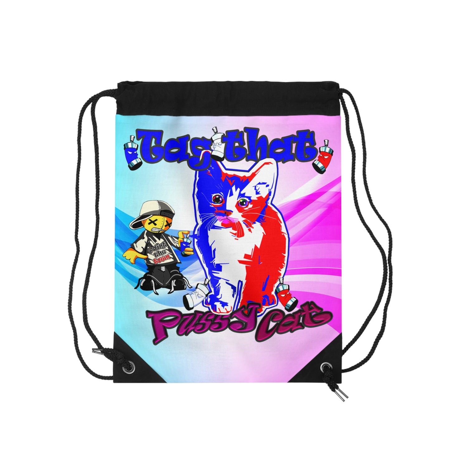 tag that - Drawstring Bag (light blue-pink wave)