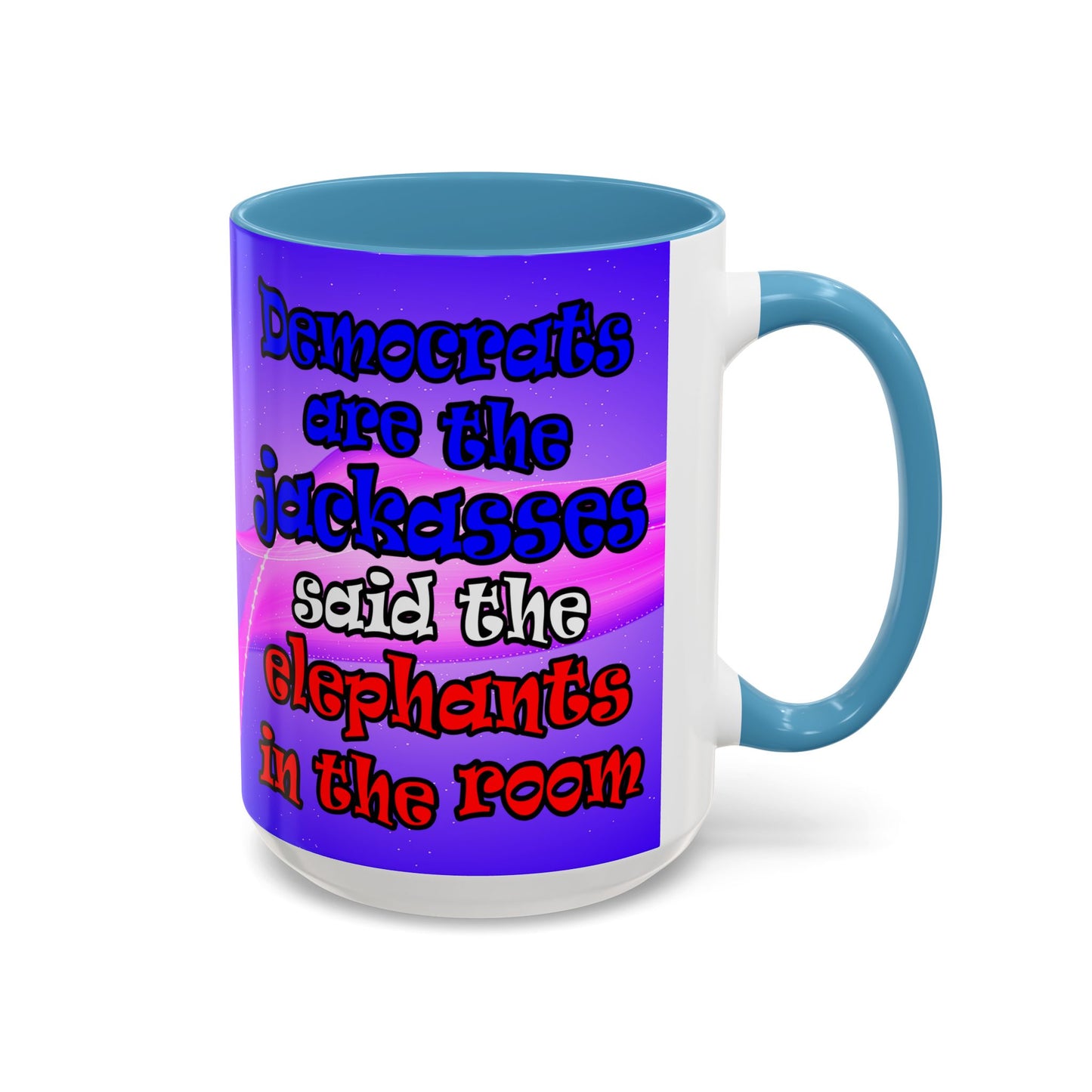 donkeys and elephants - Accent Mug (purple-pink wave)