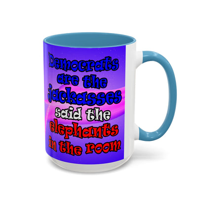 donkeys and elephants - Accent Mug (purple-pink wave)