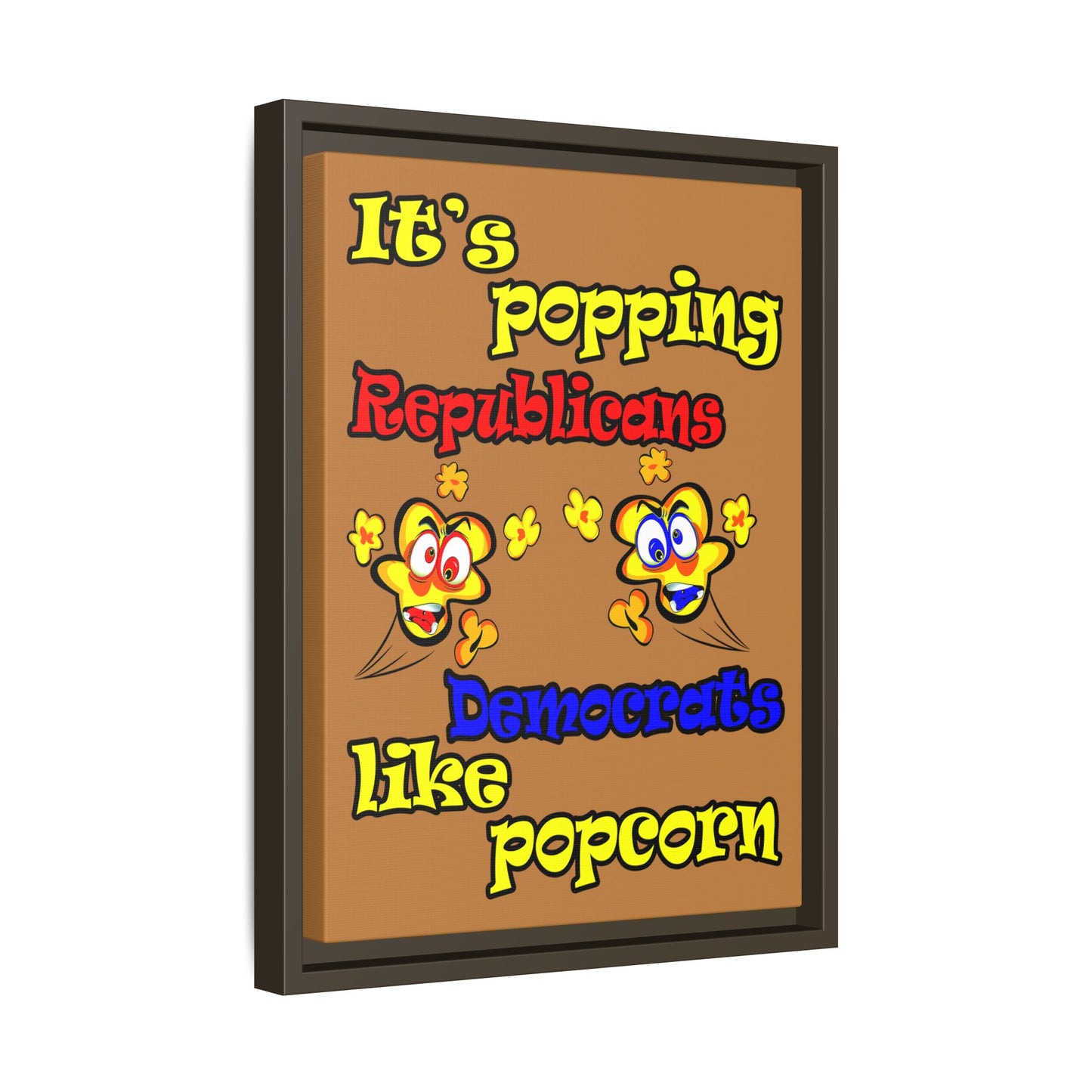 popping like popcorn - framed canvas art (light brown)