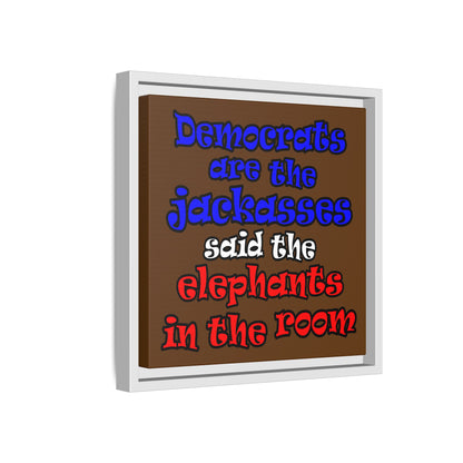 donkeys and elephants - framed canvas art (brown)