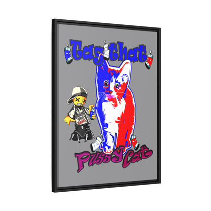 tag that - framed canvas art (grey)