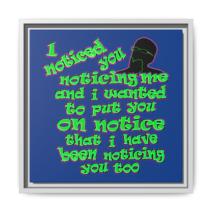 noticed you noticing - framed canvas art (dark blue)