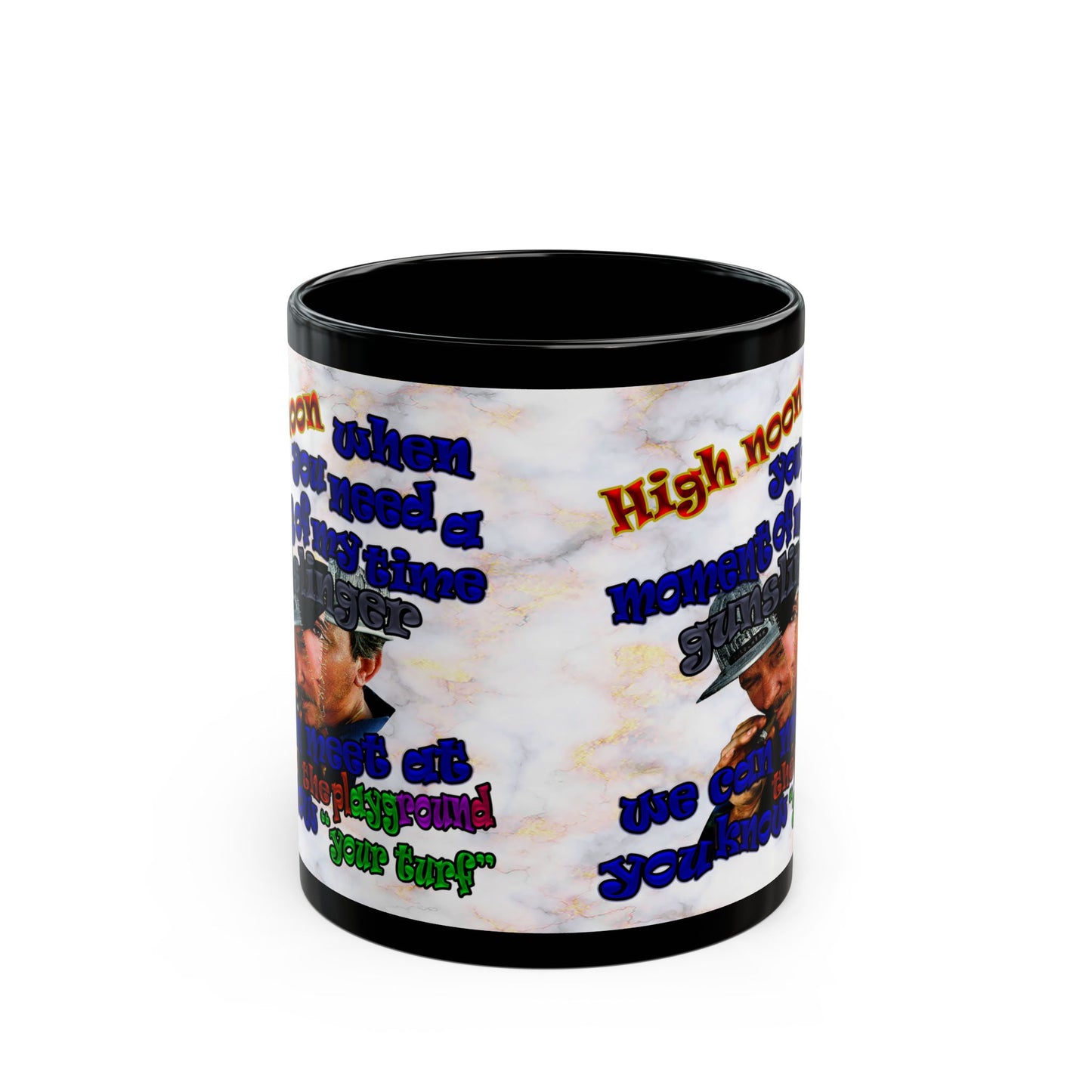 high noon - Black Mug (white marble)