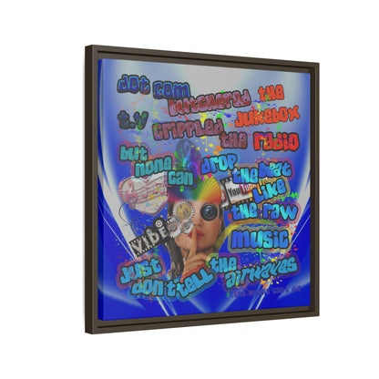 drop the beat - framed canvas art (blue-white wave)