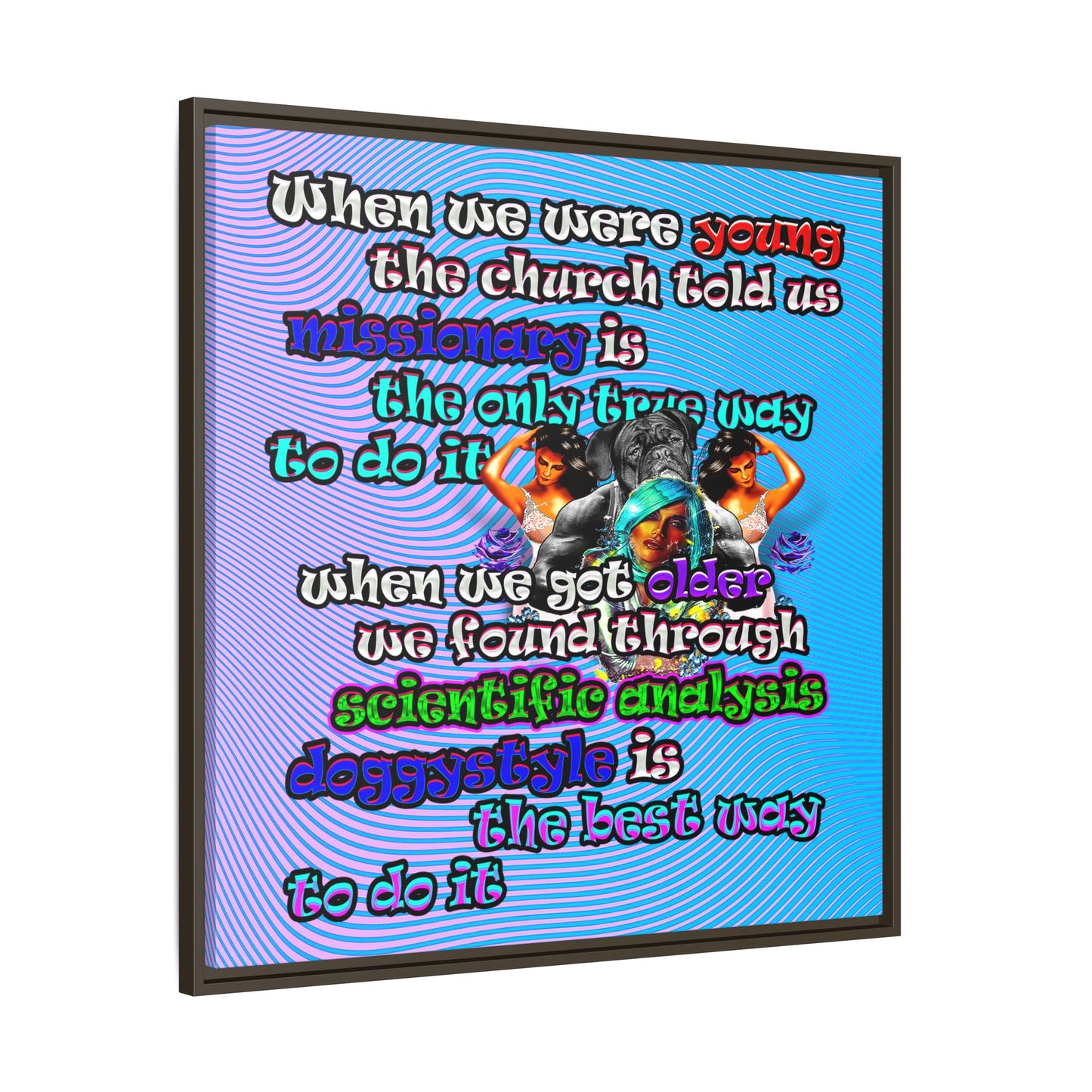 doggystyle - framed canvas art (light blue-purple wave)