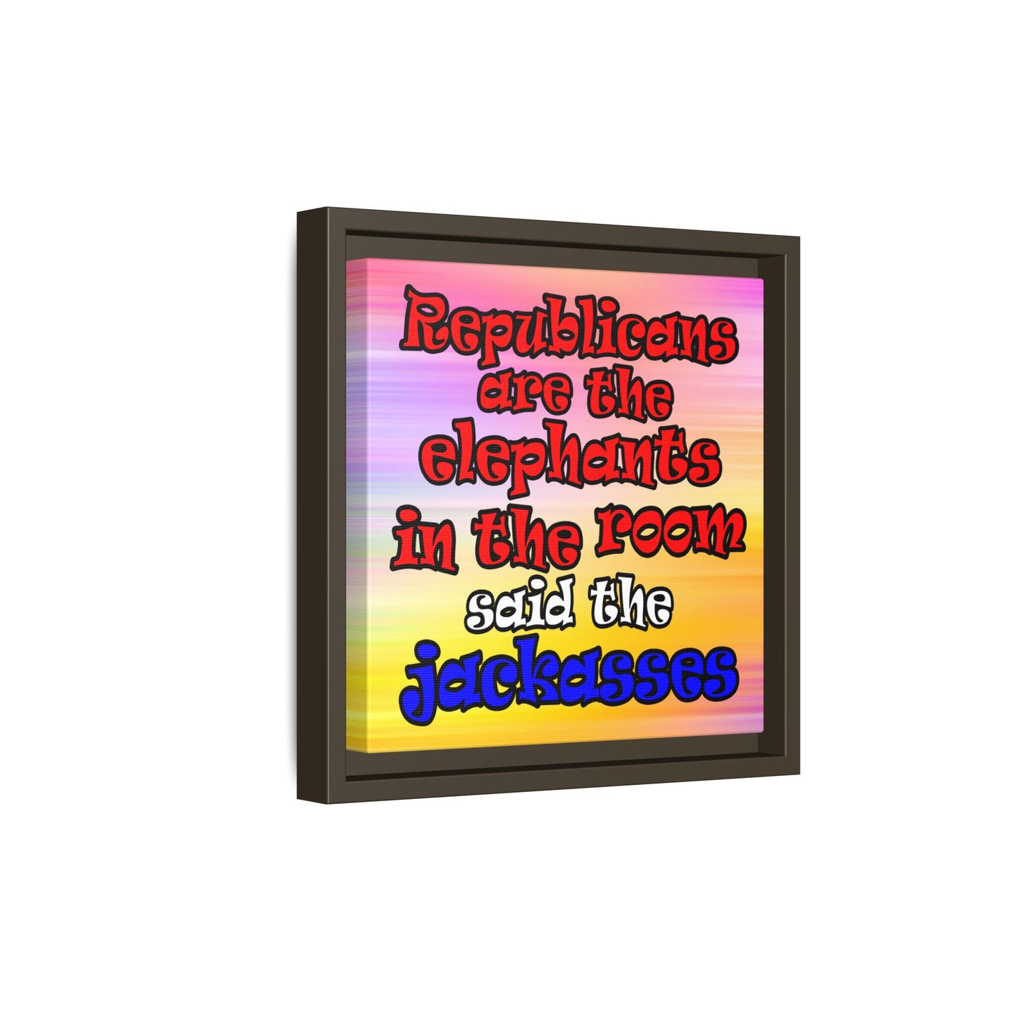 donkeys and elephants - framed canvas art (color blur)