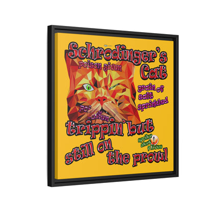 schrodinger's cat - framed canvas art (yellow)