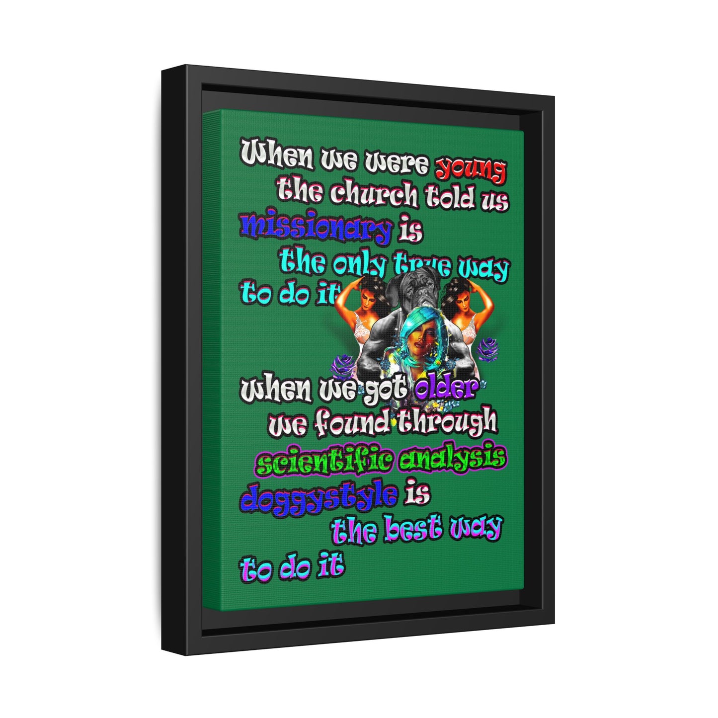doggystyle - framed canvas art (dark green)