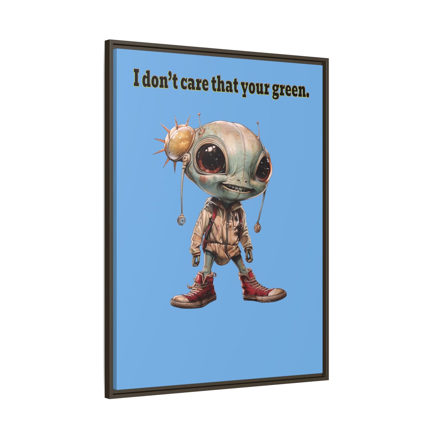 I don't care that your green - framed canvas art (light blue)