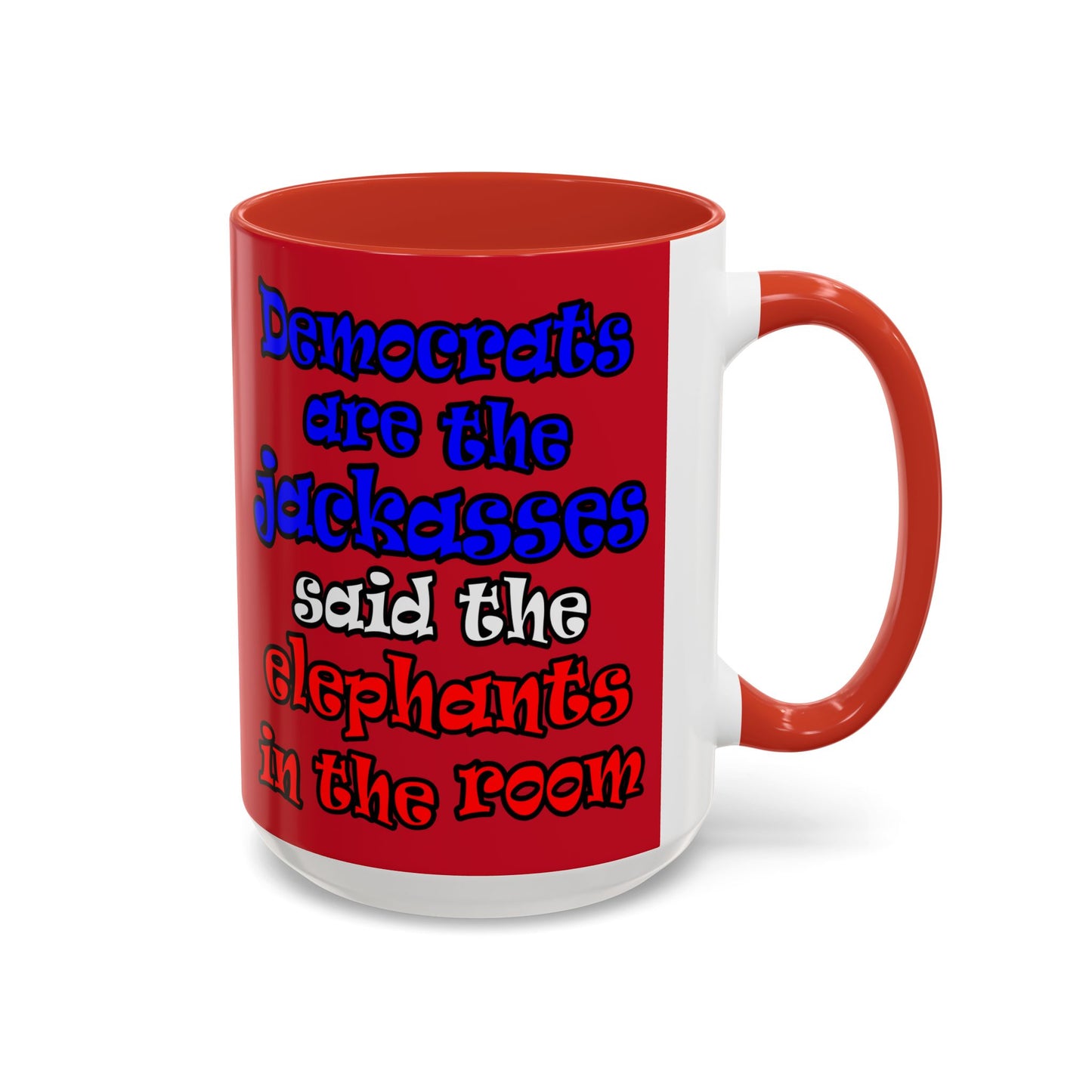 donkeys and elephants - Accent Mug (dark red)