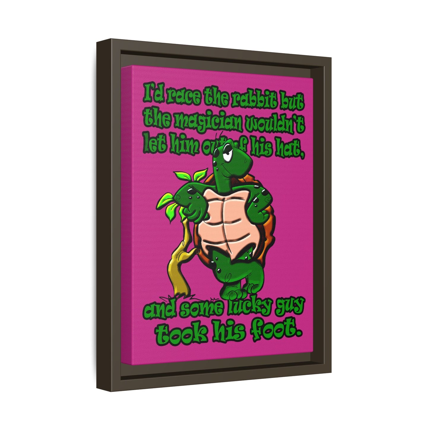 turtle race - framed canvas art (pink)