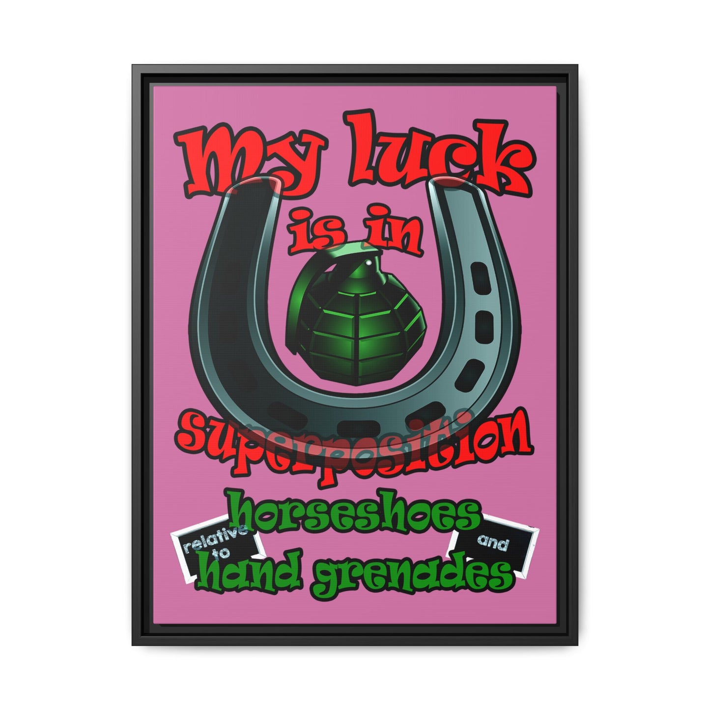 my luck - framed canvas art (light pink)