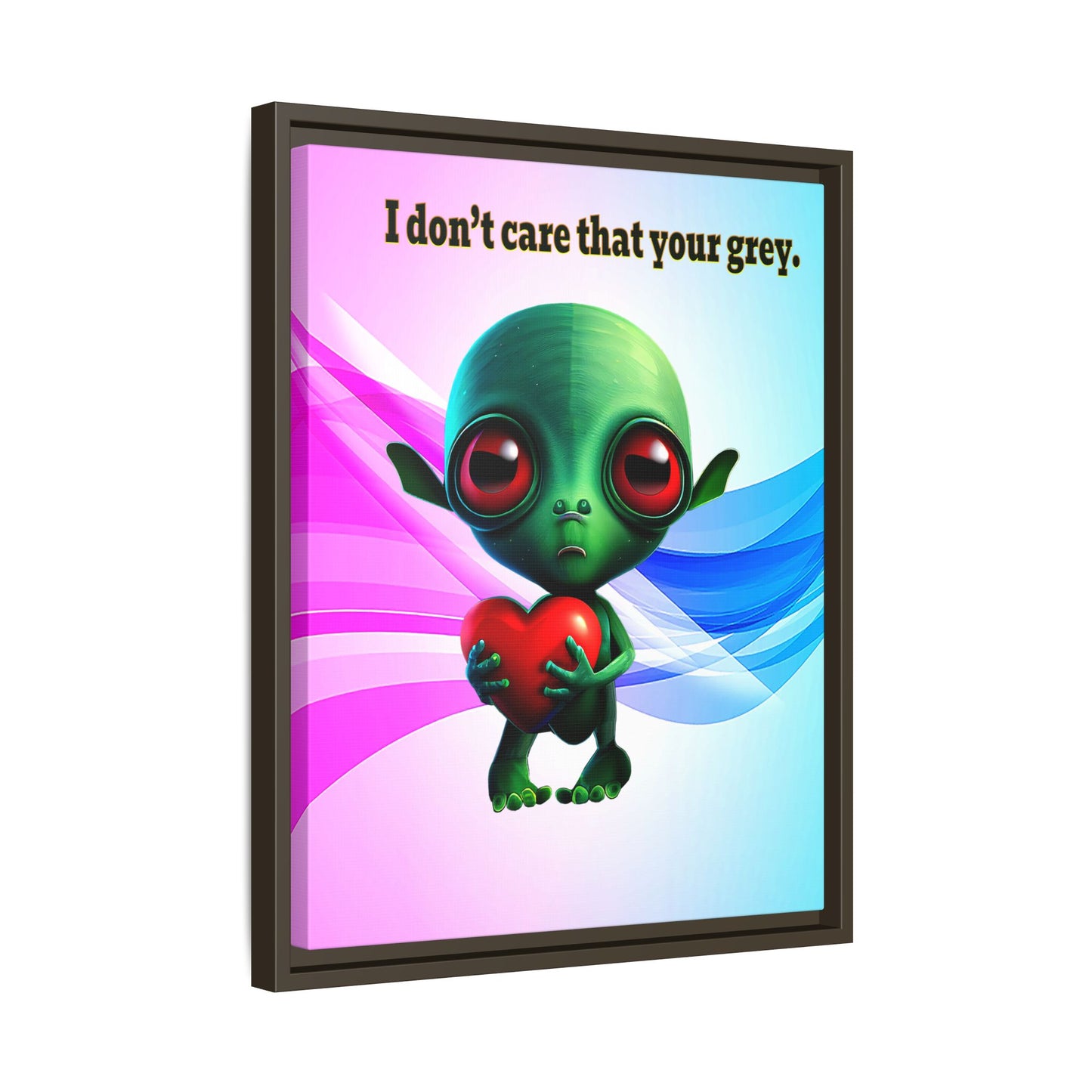I don't care that your grey - framed canvas art (light blue-pink wave)