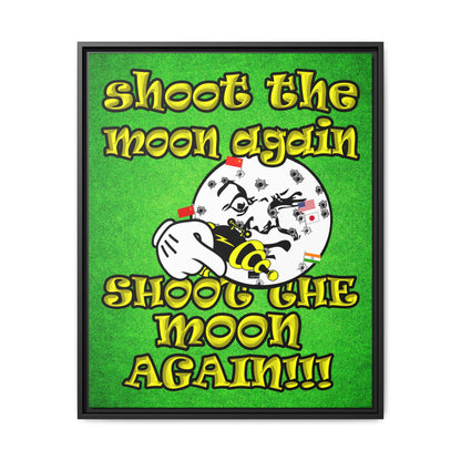 shoot the moon again - framed canvas art (green turf)
