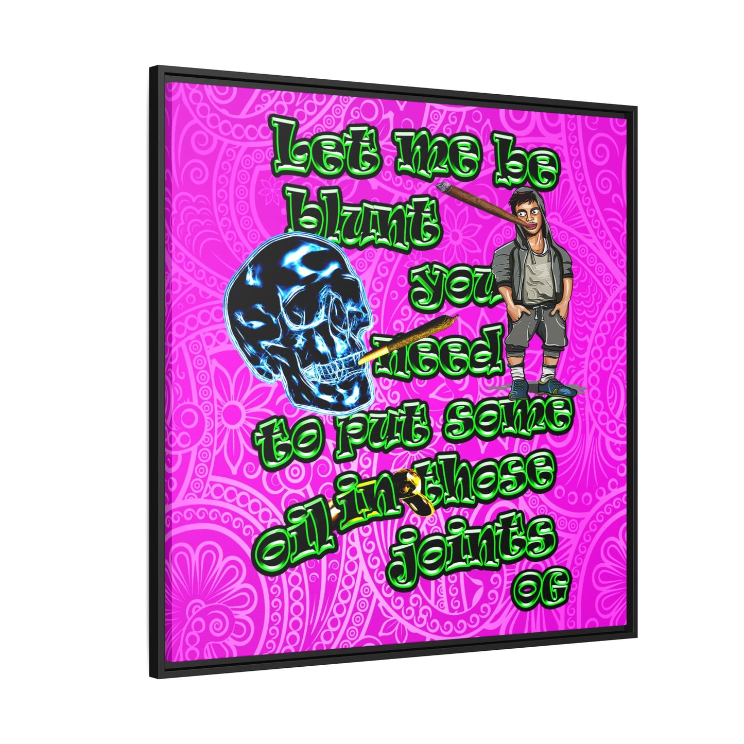 og - framed canvas art (pink swirl)
