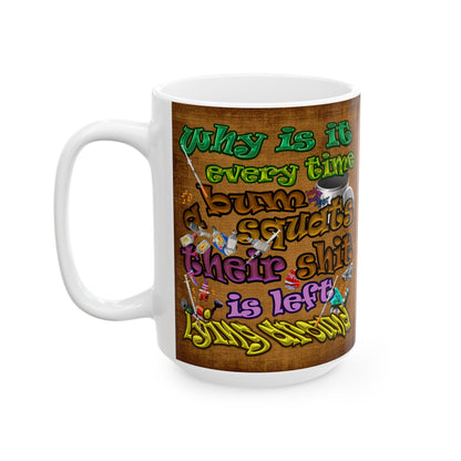 the bum's shit - White Mug (brown papyrus)