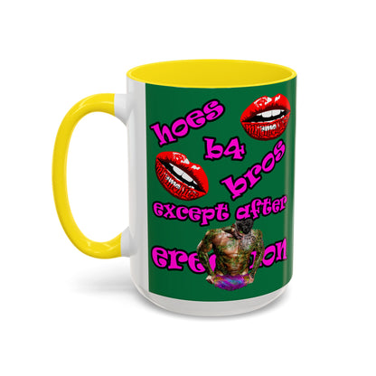 hoes b4 bros - Accent Mug (dark green)