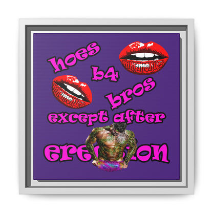 hoes b4 bros - framed canvas art (purple)