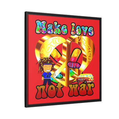 love peace - framed canvas art (red)