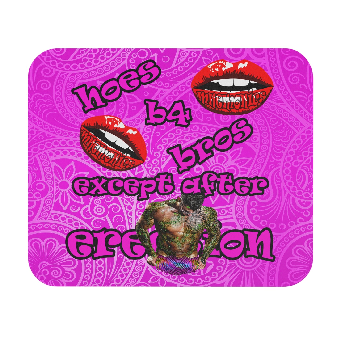 hoes b4 bros - Mouse Pad (Rectangle) (pink swirl)