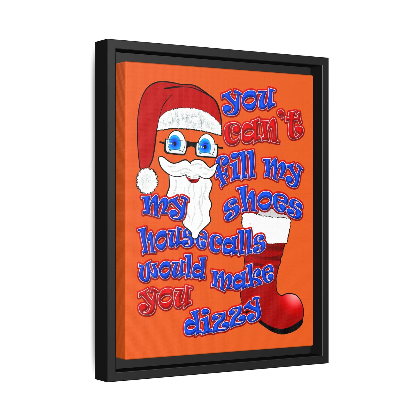 santa's shoes - framed canvas art (orange)