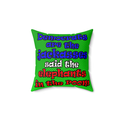 donkeys and elephants - Faux Suede Square Pillow - (logo green)