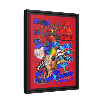 drop the beat - framed canvas art (dark red)