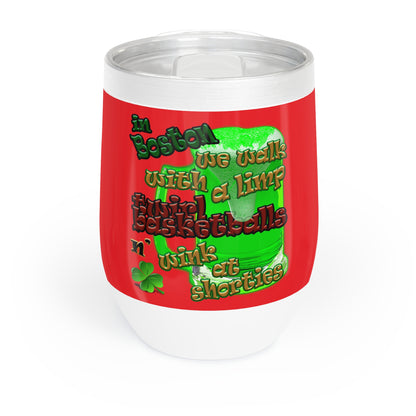 celtics logo - Chill Wine Tumbler (red)