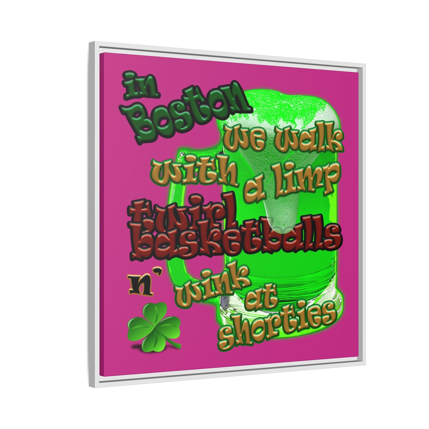 celtics logo - framed canvas art (pink)