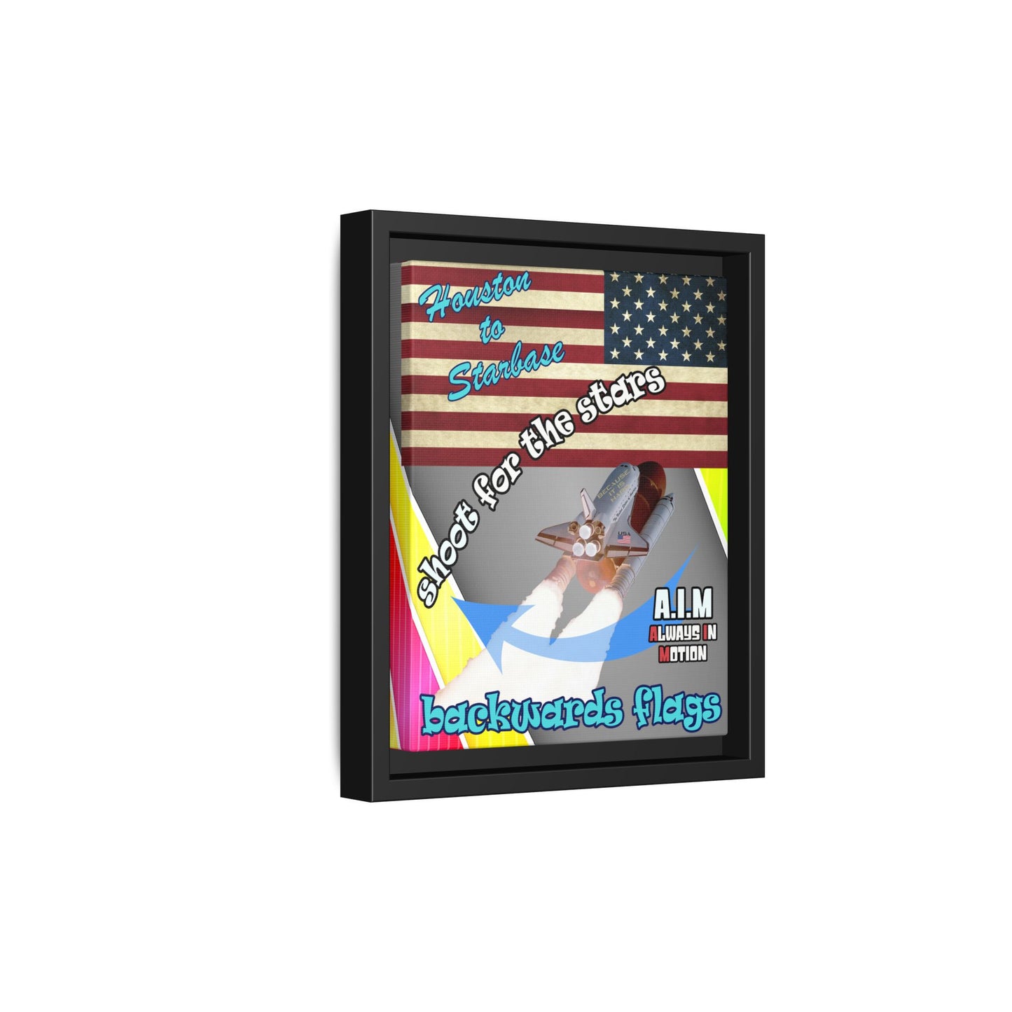 shoot for the stars - framed canvas art (rainbow split)
