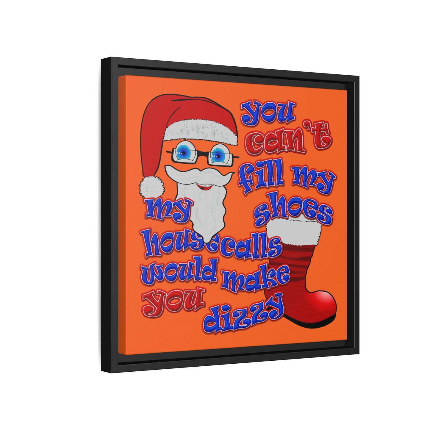 santa's shoes - framed canvas art (orange)
