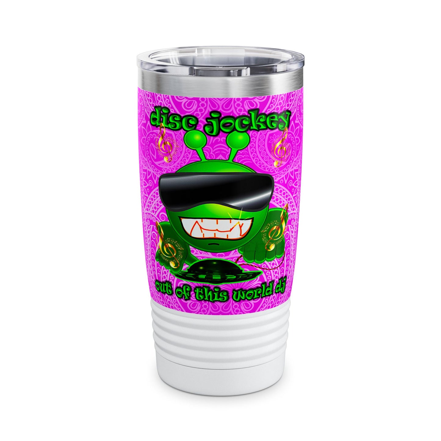 disc jockey - Ringneck Tumbler, 20oz (pink swirl)