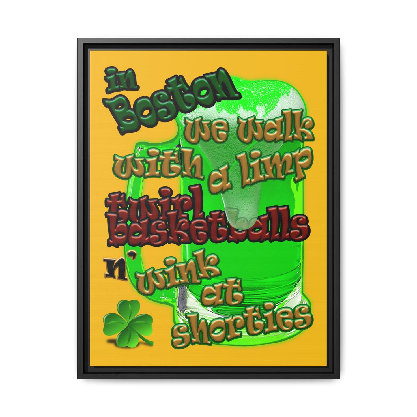 celtics logo - framed canvas art (yellow)