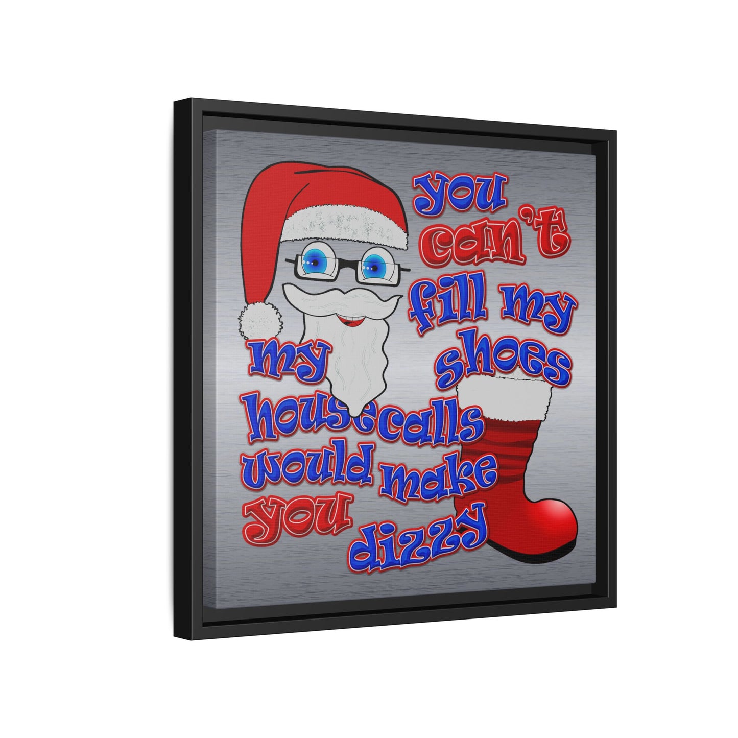 santa's shoes - framed canvas art (brushed nickel)