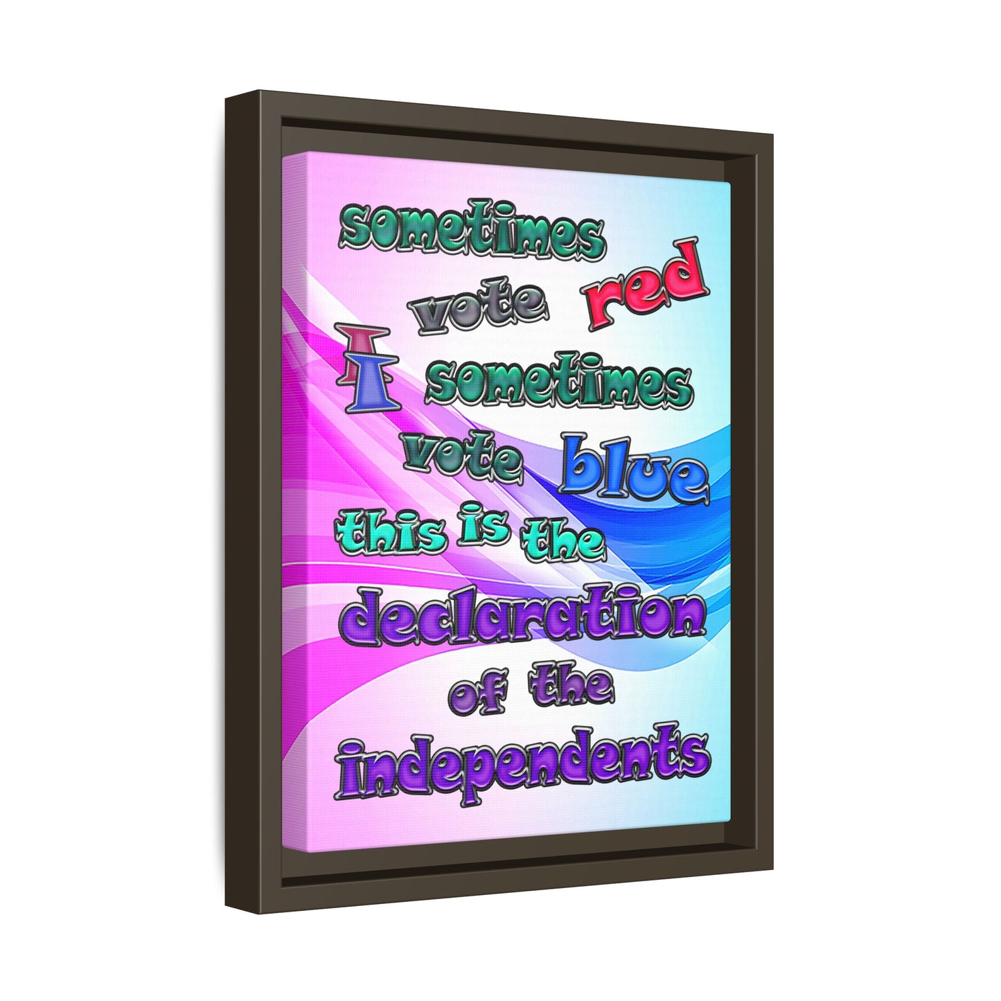 declaration of the independents - framed canvas art (light blue-pink wave)