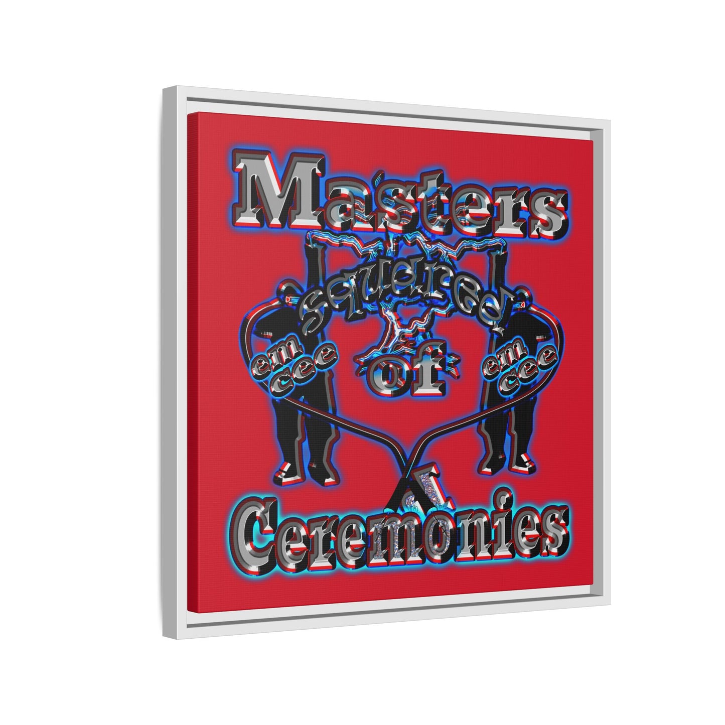 em cee squared - framed canvas art (dark red)