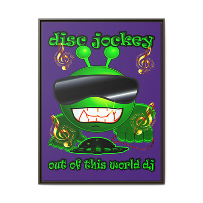 disc jockey - framed canvas art (purple)